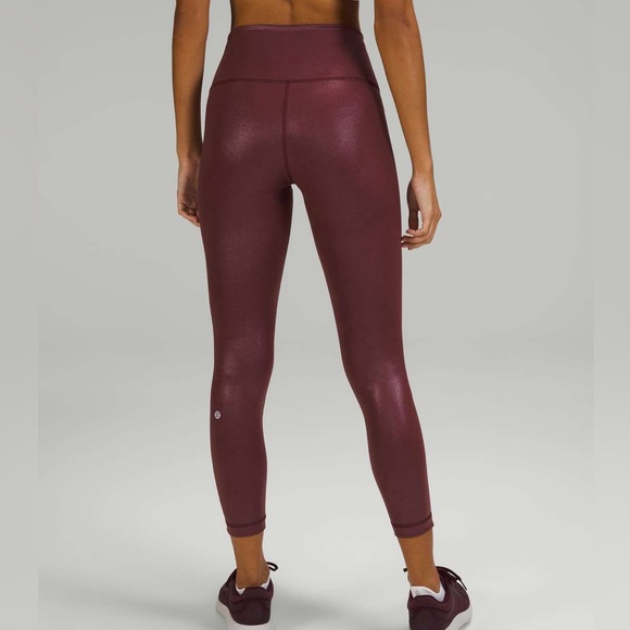 lululemon athletica Pants - Lululemon Wunder Train High-Rise Radiate Foil Print Red Merlot
